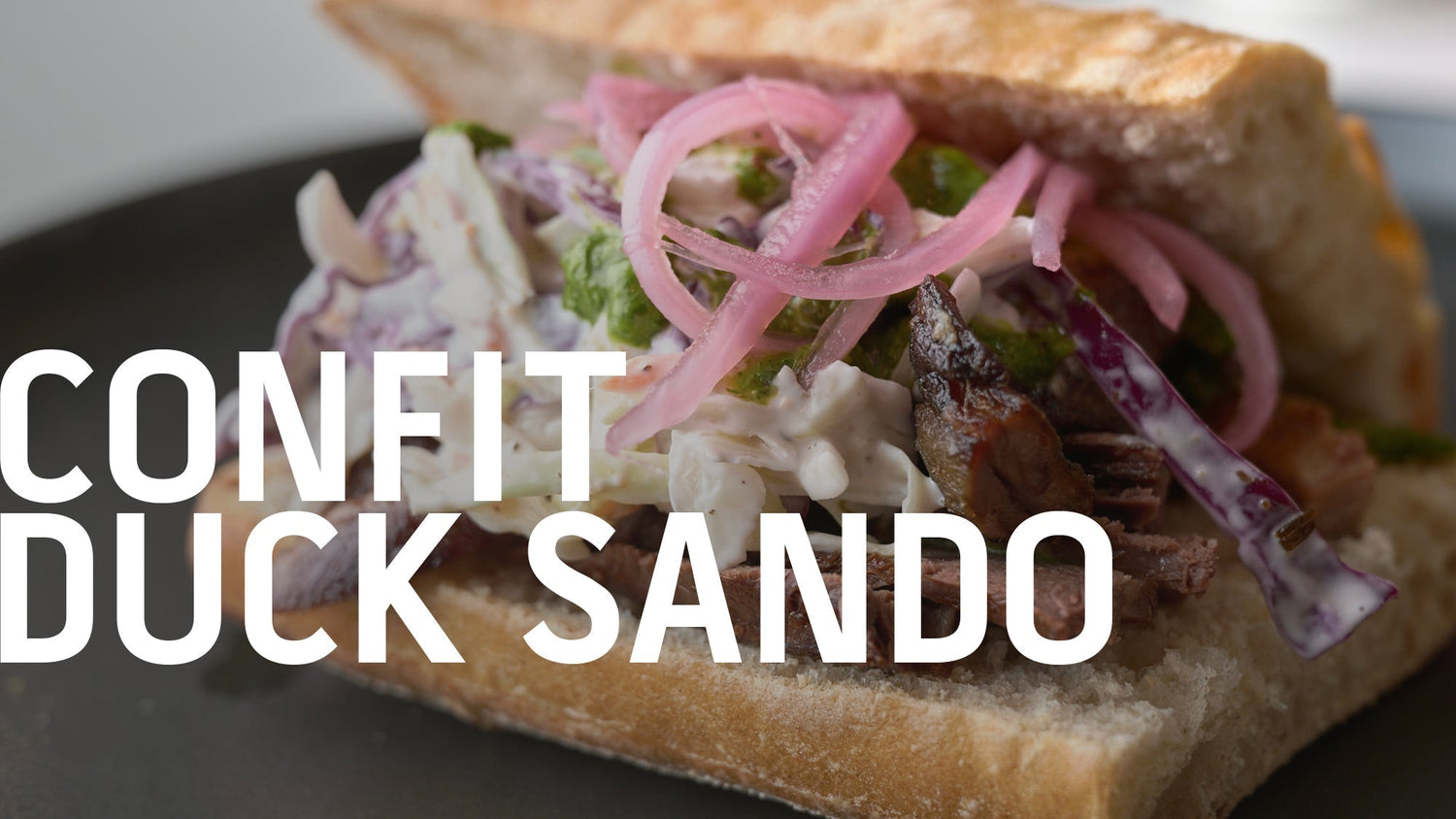 A recipe banner for a "Confit Duck Sando