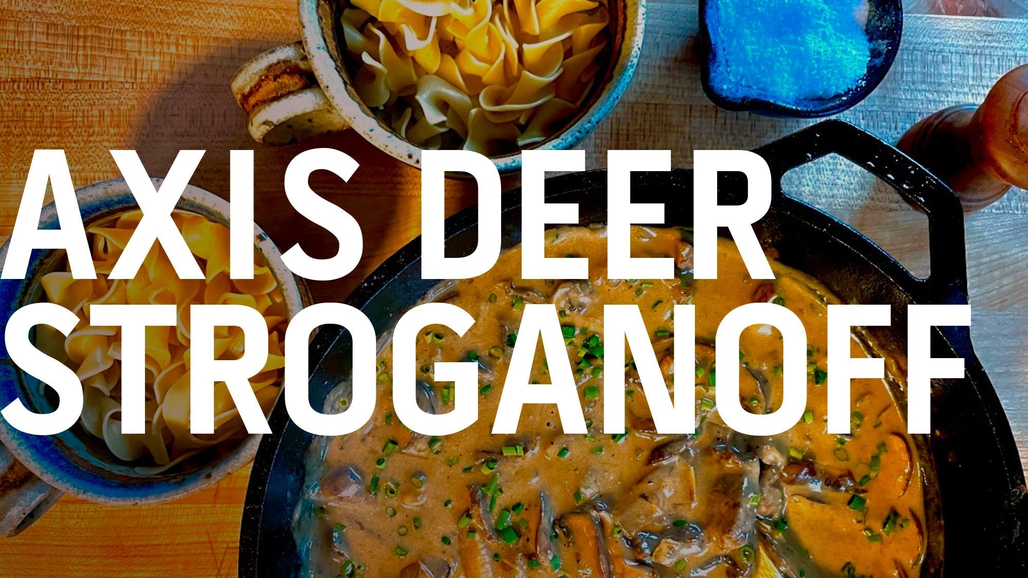 A recipe banner for "Axis Deer Stroganoff