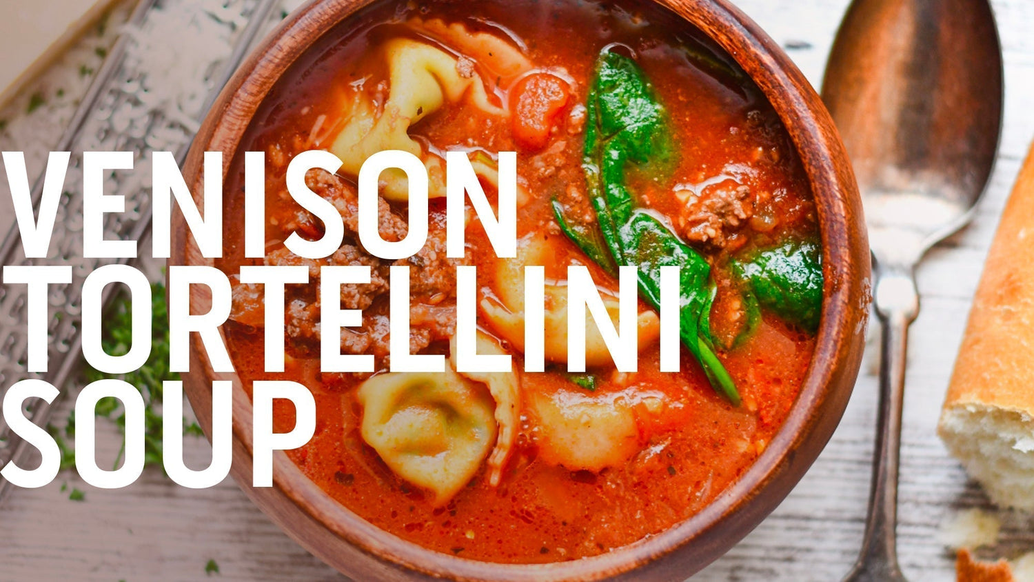 A bowl of hearty venison tortellini soup