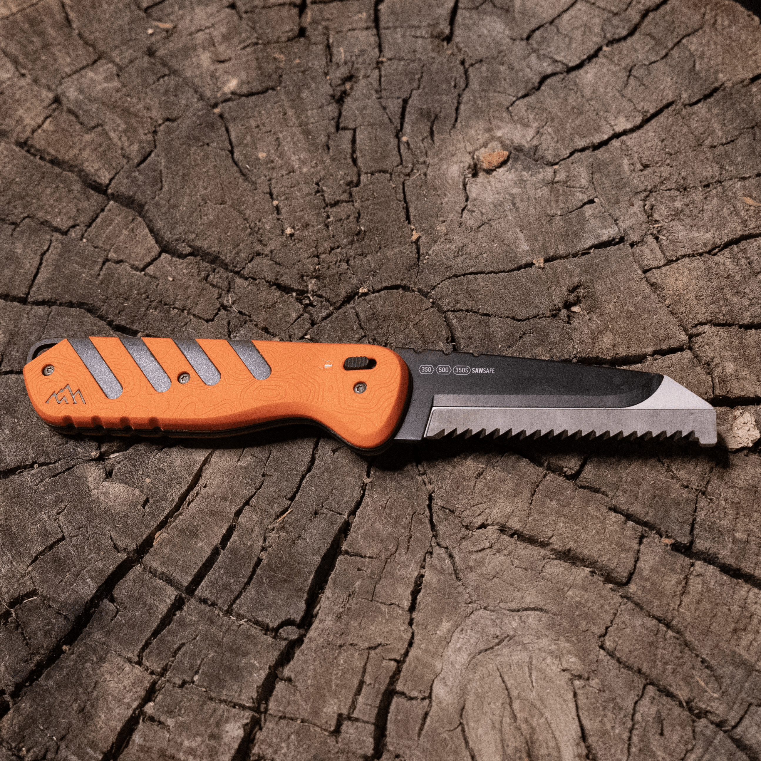The 3.0-inch Razor-HTX fixed blade knife with an orange and black handle