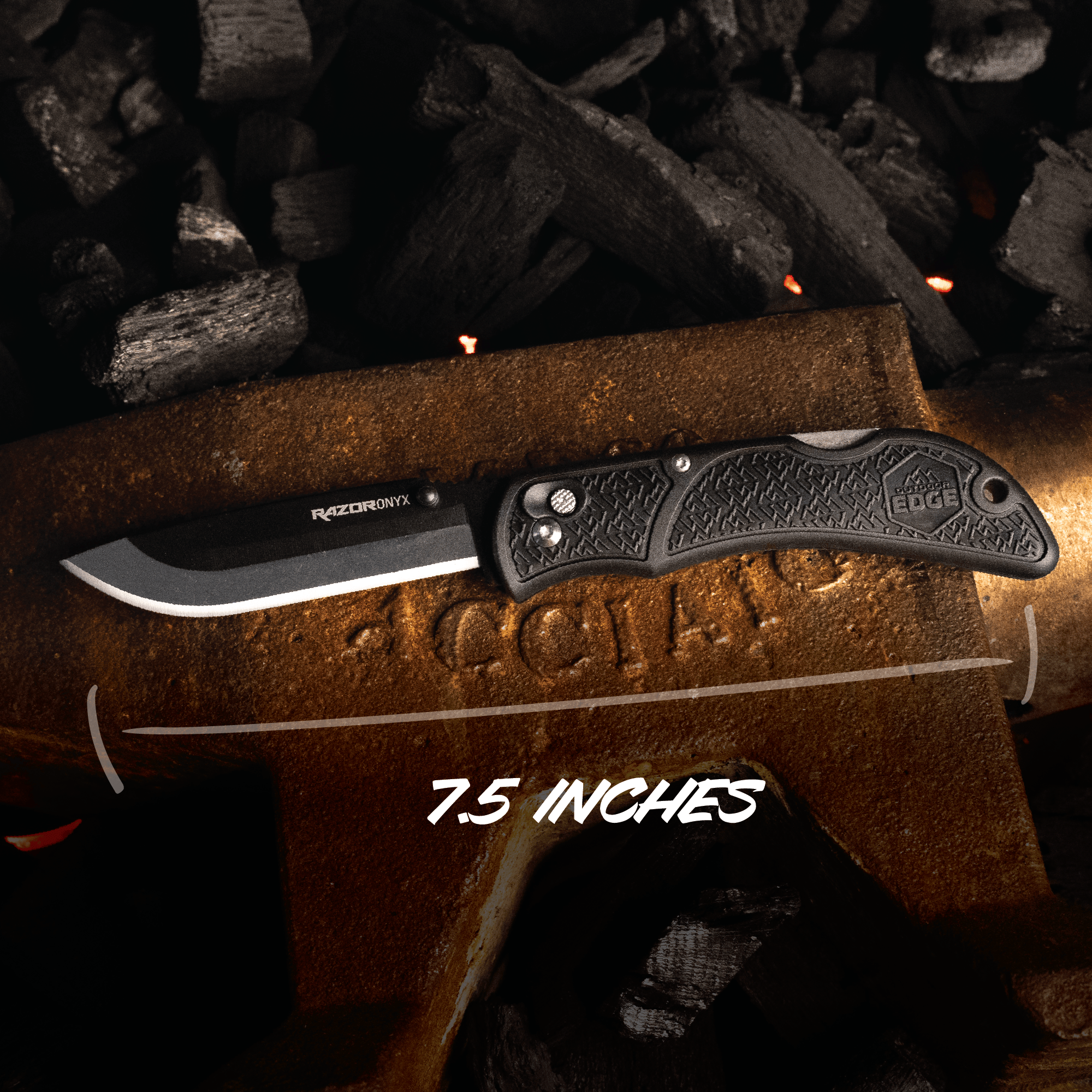 An image of a knife depicting the overall length of 7.5 inches