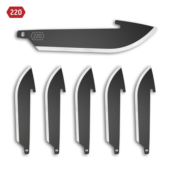 220 (2.2") Drop-point Replacement Blades 6-Pack - Black-Oxide
