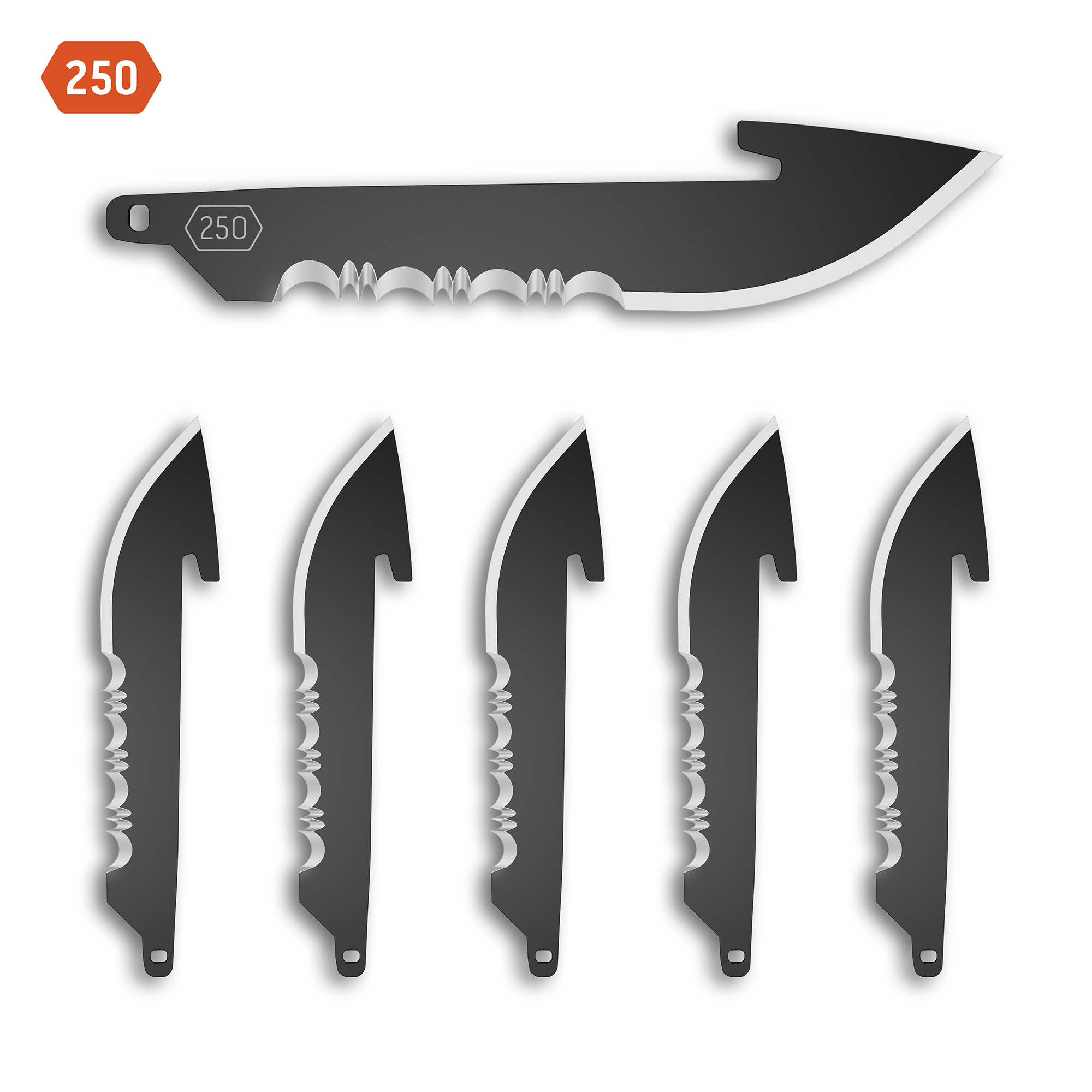 2.5&quot; 50% SERRATED DROP POINT REPLACEMENT BLADE PACK