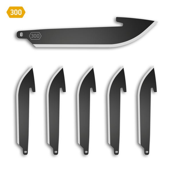 300 (3.0") Drop-point Replacement Blades 6-Pack - Black-Oxide