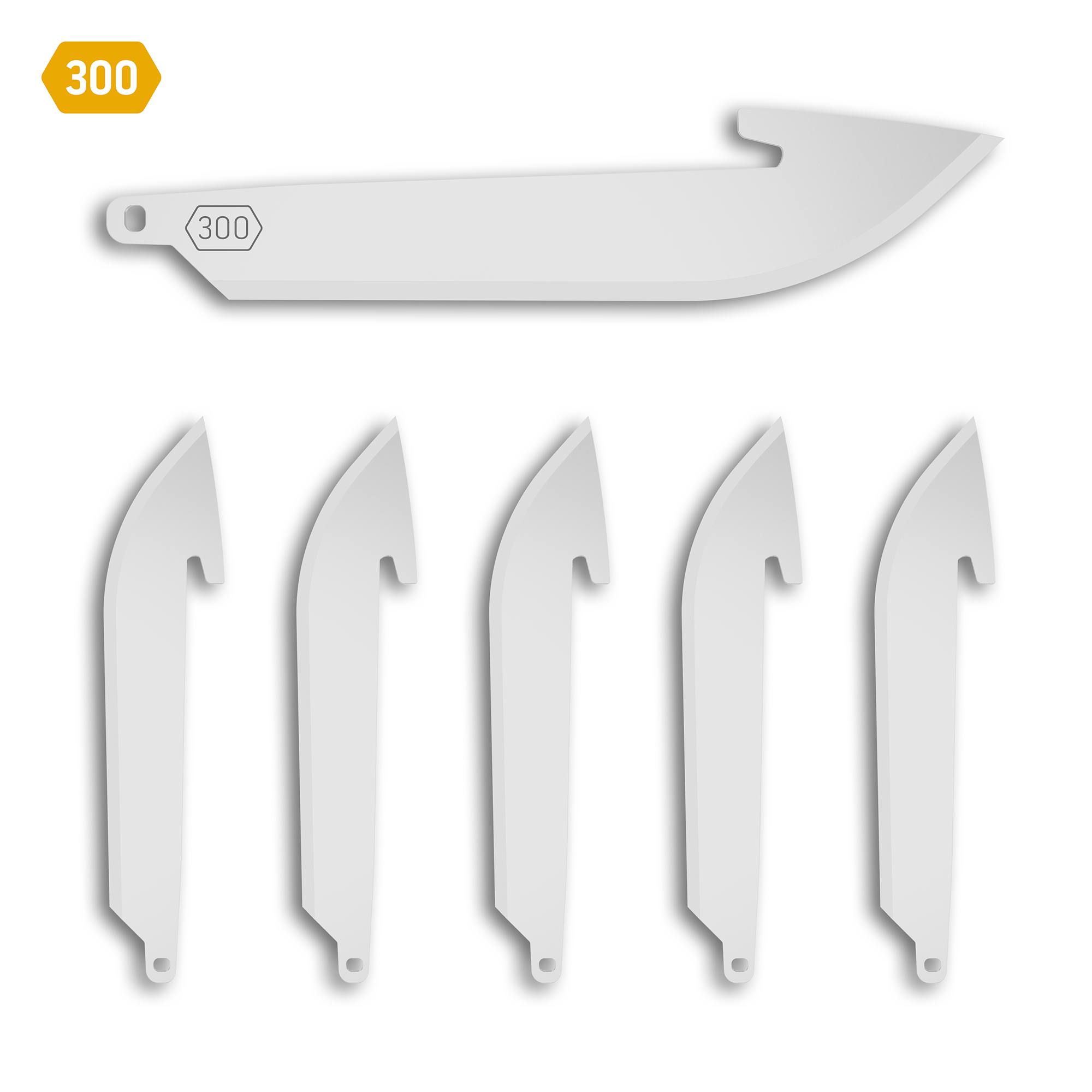 300 (3.0) Drop-Point Replacement Blades 6-Pack-Stainless