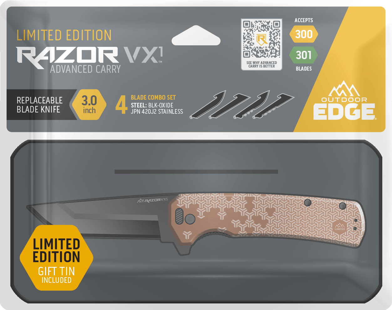 Razor VX! Advanced Carry knife packaging with a limited edition label.
