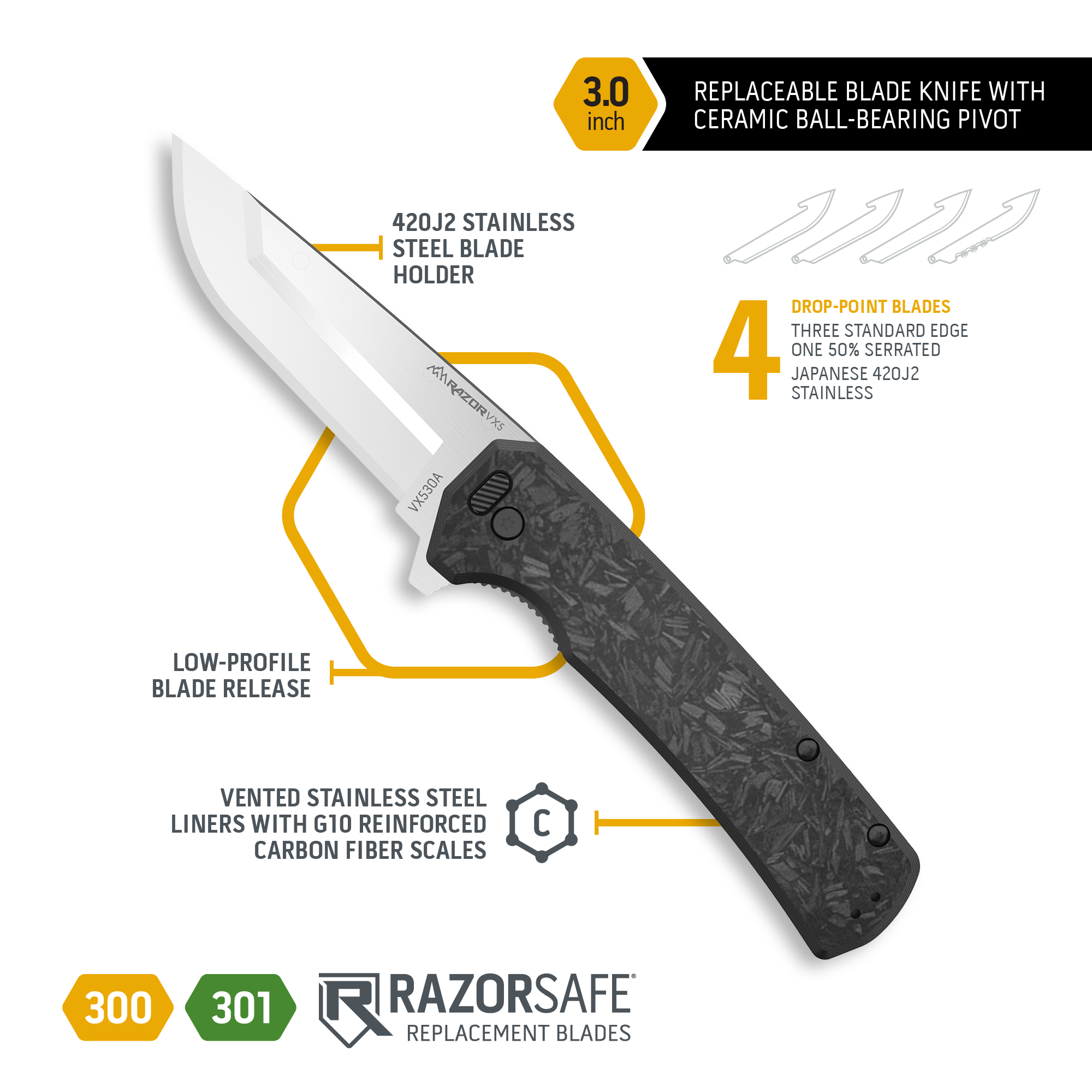 Razor VX5 | FORGED CARBON & G10-2-Outdoor Edge