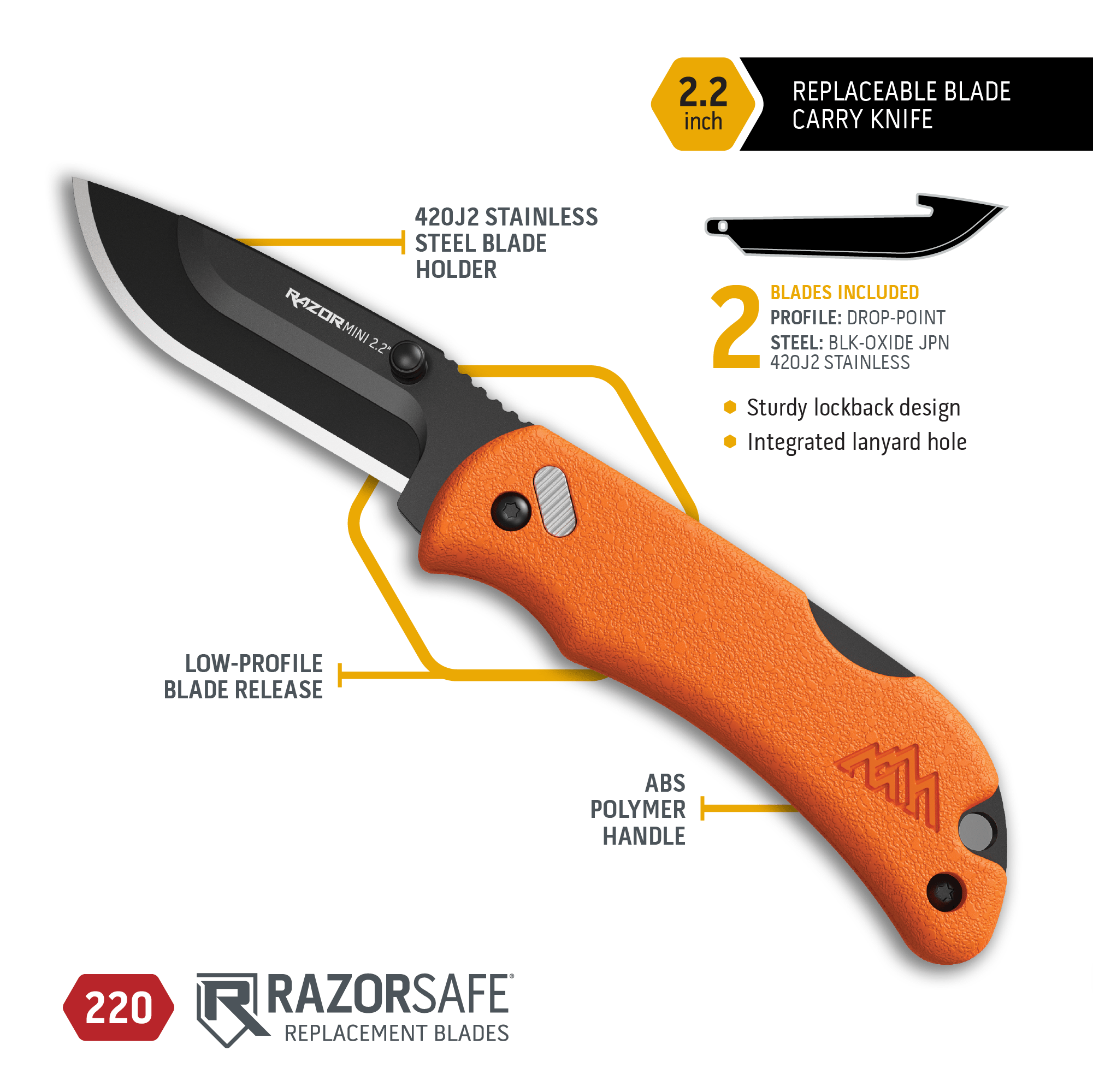 RazorMini 2.2"-3-Orange-Outdoor Edge