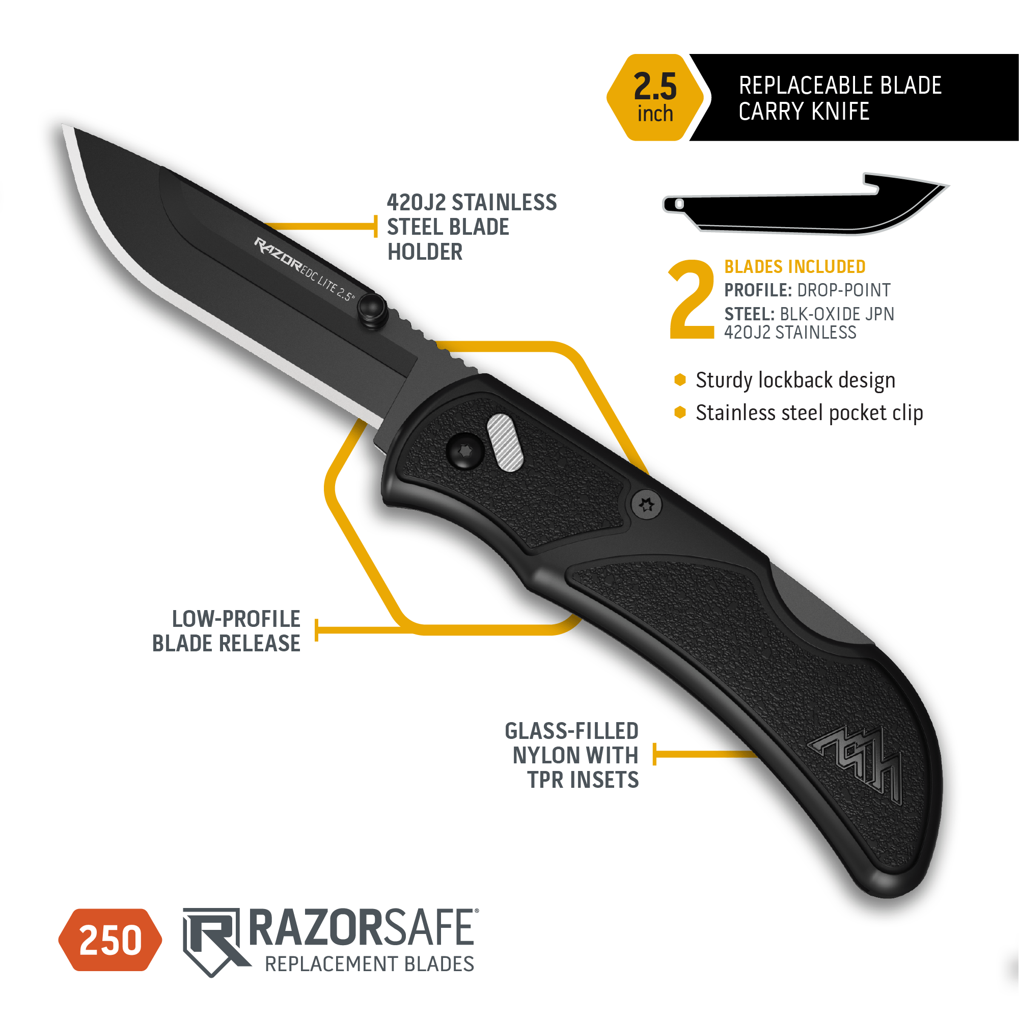2.5" RazorEDC Lite-6-Orange-Outdoor Edge