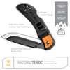 Outdoor Edge Orange 3.0" RazorLite™ EDC replaceable blade knife open showing blade and pocket clip