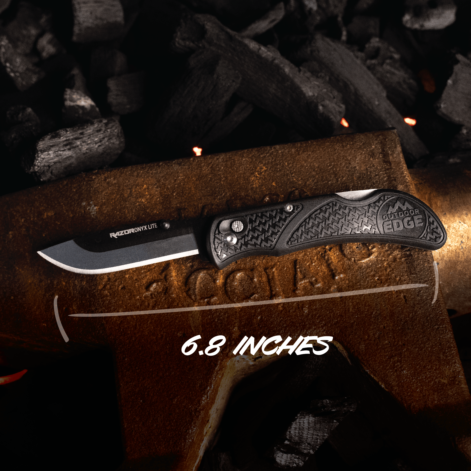 An image of a knife depicting the overall length of 6.8 inches