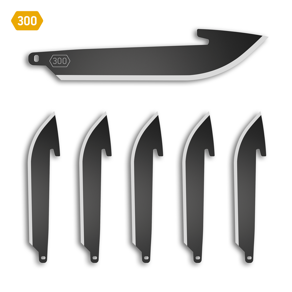 300 (3.0") Droppoint Replacement Blades 6Pack BlackOxide