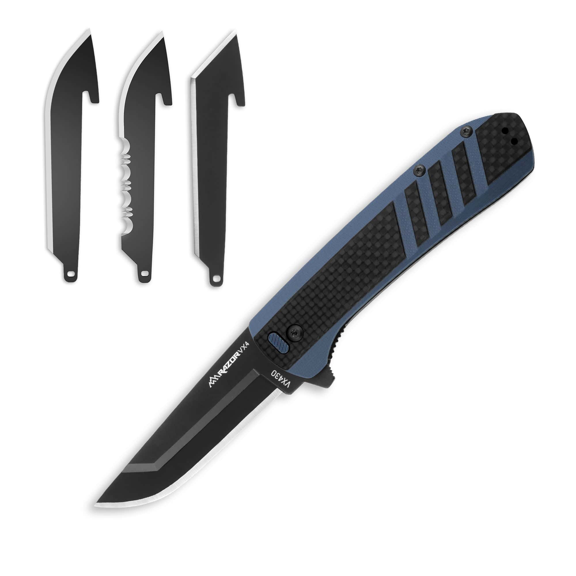 Folding knife with three blade on a white background