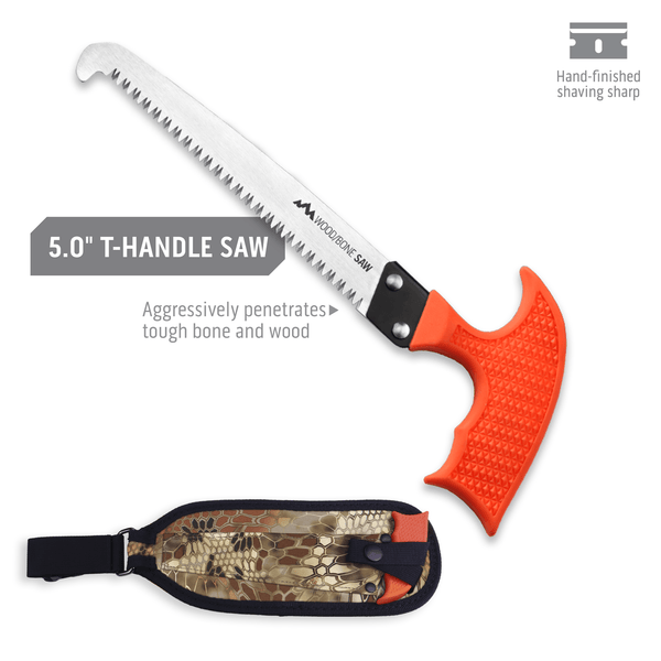 Outdoor Edge WildGuide Hunting Knife Set Product Photo showing 5.0" T-handle saw.