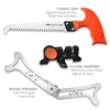 Outdoor Edge Jaeger Pak knife set product photo showing t-handle saw, sharpener, and ribcage spreader.