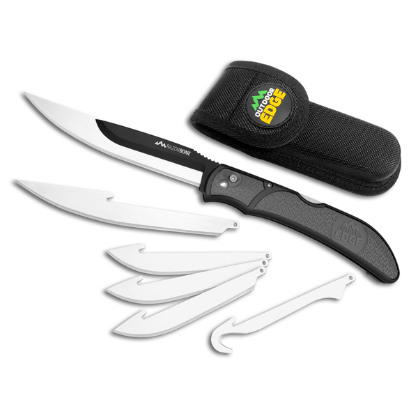 Outdoor Edge Grey RazorBone Hunting Knife with extra blades product photo on white background