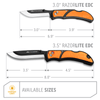 Outdoor Edge Orange 3.5" RazorLite™ EDC replaceable blade knife showing different sized blades