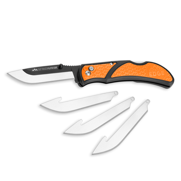 Outdoor Edge Orange 3.0" RazorLite™ EDC replaceable blade knife product photo on white
