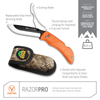 Outdoor Edge Orange RazorPro Hunting Knife with callouts for skinning blade and gutting blade
