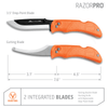 Outdoor Edge Orange RazorPro Hunting Knife showing skinning blade and gutting blade