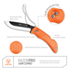 Outdoor Edge Razor Pro Saw Hunting Knife Combo open with callouts on blade and grip