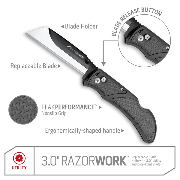 RAZORWORK® Replaceable Blade Utility Knife