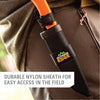Outdoor Edge SwingBlade Hunting Knife showing durable nylon sheath for easy access in the field.