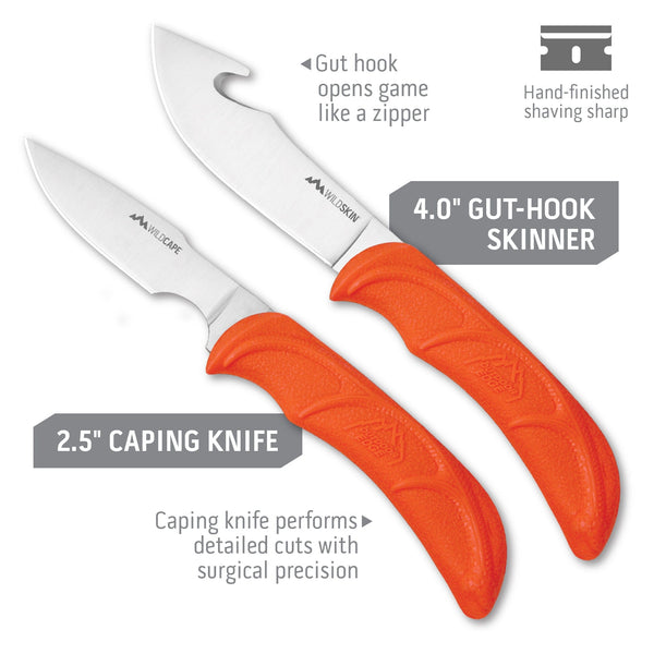 Outdoor Edge Wild Pak complete game processing set showing gut hook skinner and caping knife
